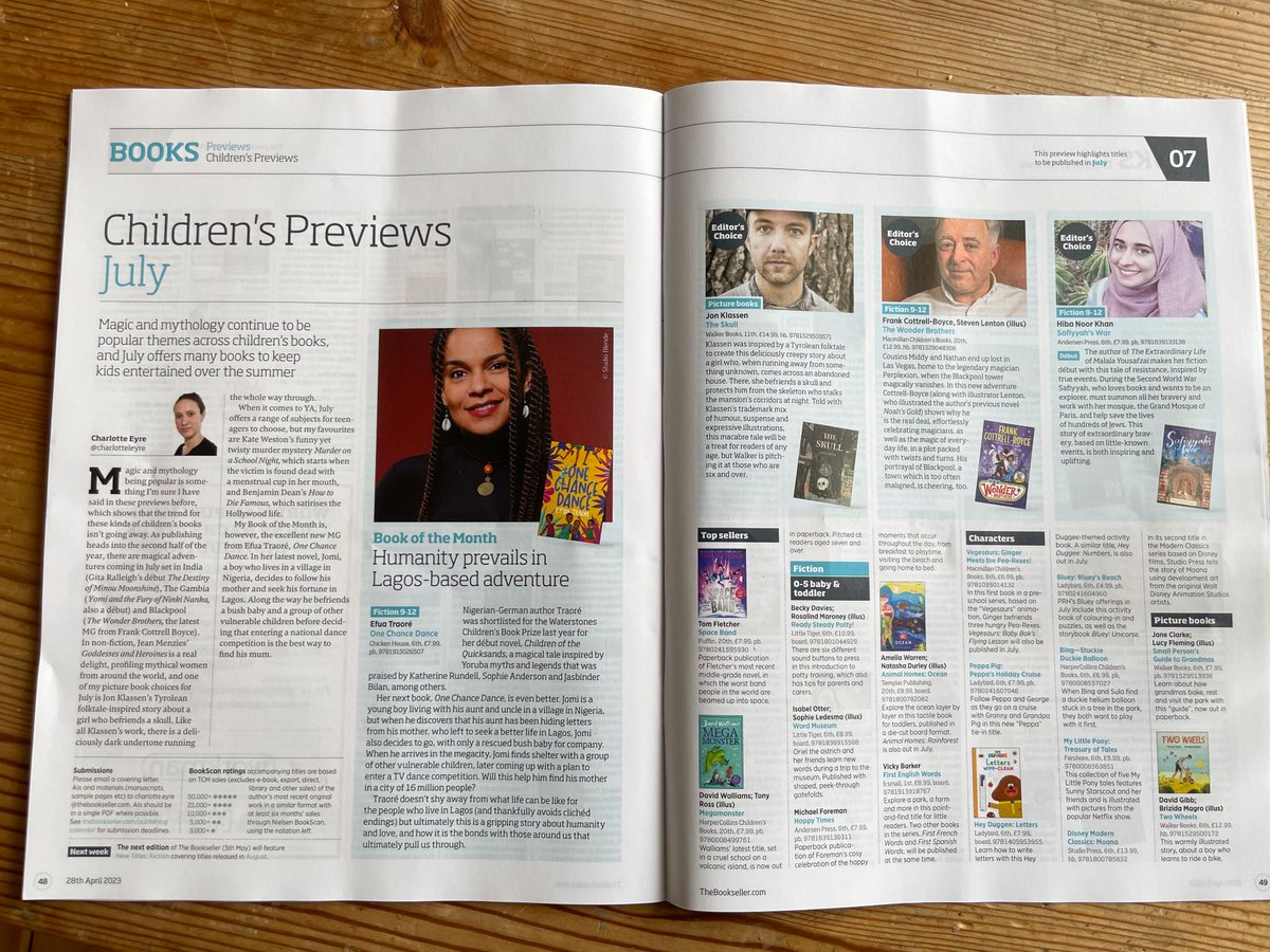 Charlotte Eyre (@charlotteleyre) on Twitter photo My July previews are out, and One Chance Dance by <a href="/EfuaTraore/">Efua Traoré</a> is my book of the month. Other favourites include books by <a href="/frankcottrell_b/">Frank Cottrell-Boyce</a> <a href="/HibaNoorKhan1/">Hiba Noor Khan</a> @kateelizweston @LawrencePatrice, Jon Klassen, Jean Menzies My July previews are out, and One Chance Dance by <a href="/EfuaTraore/">Efua Traoré</a> is my book of the month. Other favourites include books by <a href="/frankcottrell_b/">Frank Cottrell-Boyce</a> <a href="/HibaNoorKhan1/">Hiba Noor Khan</a> @kateelizweston @LawrencePatrice, Jon Klassen, Jean Menzies