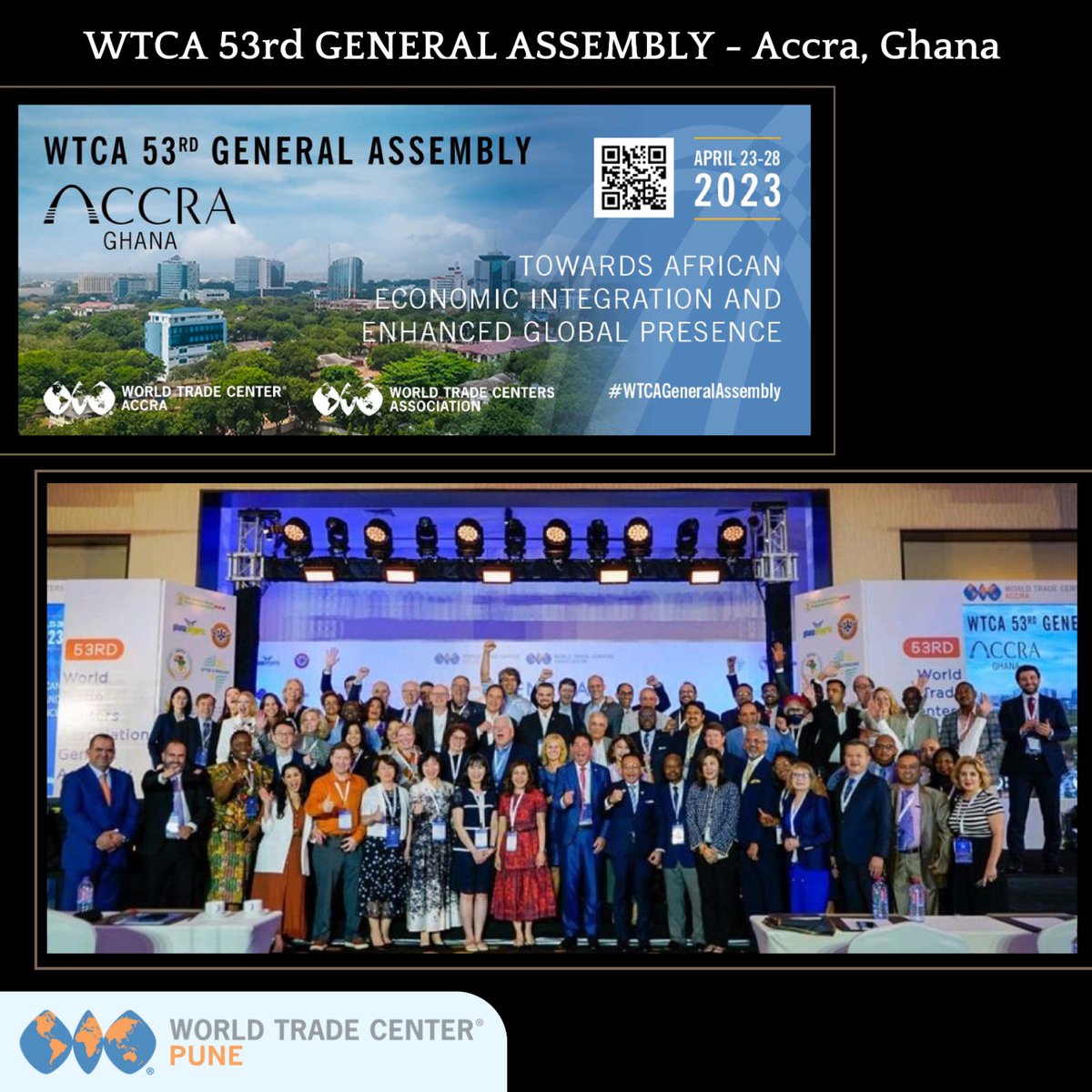 WTCPUNE1's tweet photo. Over the past week, from 23rd April to 27th April, the 53rd World Trade Centers Association's General Assembly took place at Accra, Ghana 🇬🇭. https://t.co/mwluBIZMS5