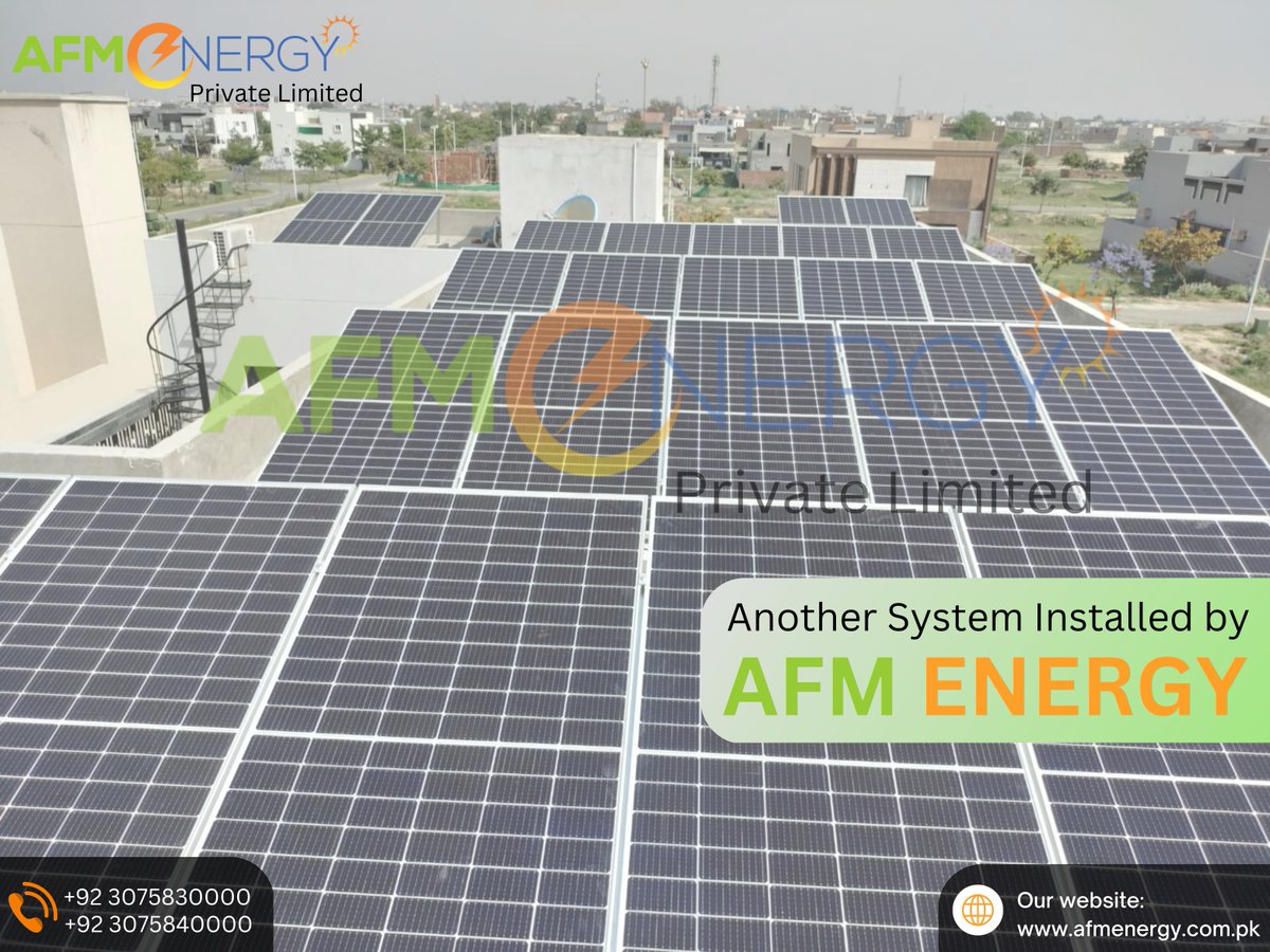 Introducing the latest installation by AFM Energy! A 15KW On Grid Solar system, powered by Jinko Solar panels and SUNGROW inverter✨
e Bright; Stay Ahead
📲Give Us a Call Right now At:
📞 03075840000
#sustainableenergy #energysolution #savemoney 
#afmenergy #greenenergy