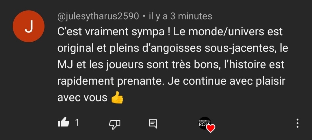 Onceuponarole's tweet photo. Petit commentaire qui fait plaisir ! Merci !!!🙏
Faites comme lui, venez-vous rejoindre ! 😁
https://t.co/2TVZuLM5XL
#jdr #jeuderole #jeuderôle #geek #onceuponarole #OUAR #merci #actualplay #roliste #Family https://t.co/SMcaHZm7af