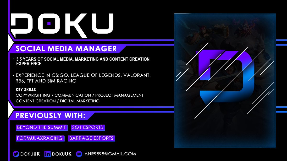 ⚠️Today is official my last day with F4U and I am actively looking for new opportunities in esports.

I am open to any social media, content managment or marketing roles and am ready to get to work.

My DMs are open for any questions and am able to provide my CV on request.