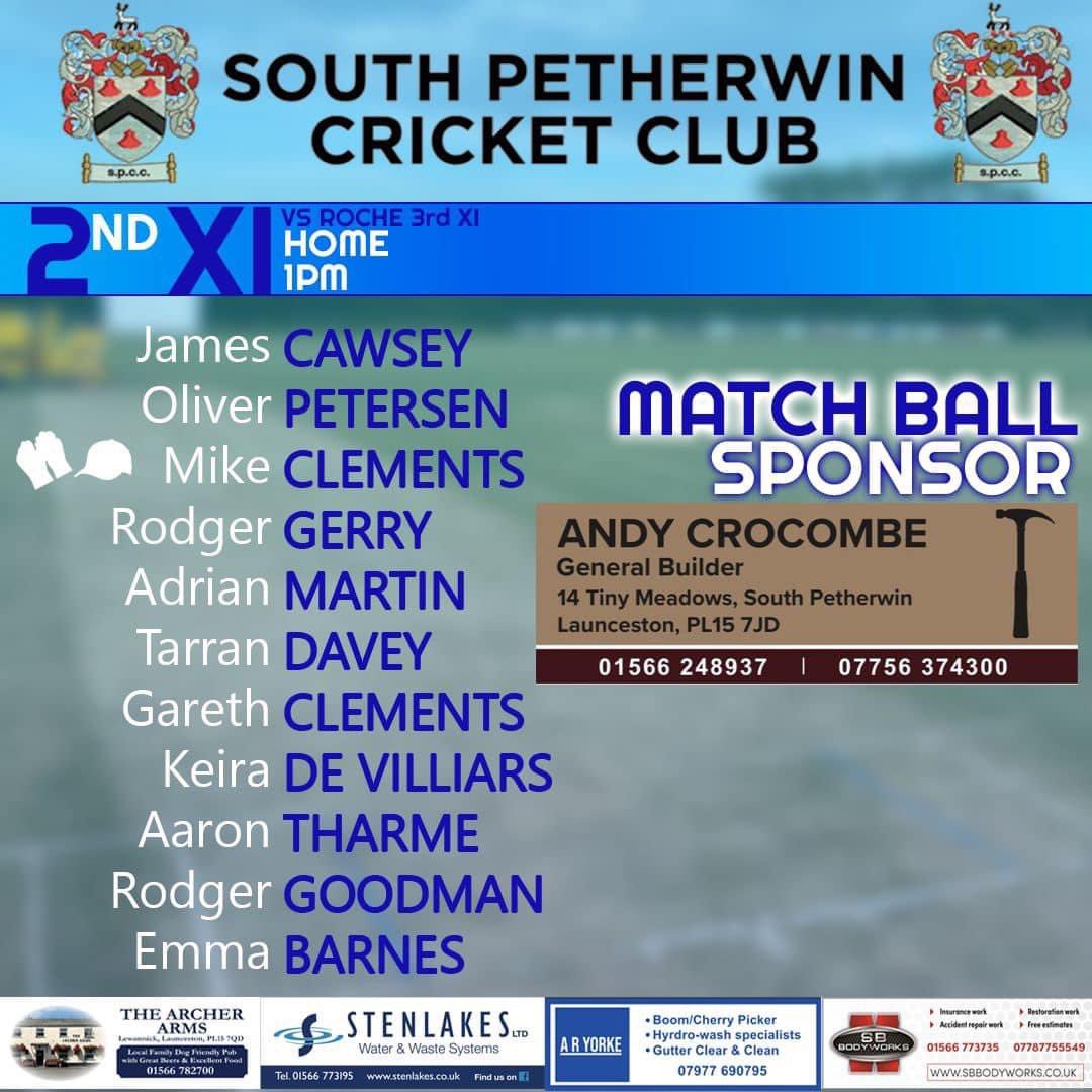 South Petherwin CC (@spetherwincc) on Twitter photo Team sheets for tomorrow’s matches are out!
The first team travel to <a href="/StBlazeyCC/">St Blazey CC</a> and the seconds host <a href="/Roche_CC/">Roche Cricket Club</a>.
Massive thanks to <a href="/Hunqaa/">Ollie</a> for the team sheets and to Andy Crocombe for sponsoring tomorrow’s match ball for the second team. Team sheets for tomorrow’s matches are out!
The first team travel to <a href="/StBlazeyCC/">St Blazey CC</a> and the seconds host <a href="/Roche_CC/">Roche Cricket Club</a>.
Massive thanks to <a href="/Hunqaa/">Ollie</a> for the team sheets and to Andy Crocombe for sponsoring tomorrow’s match ball for the second team.