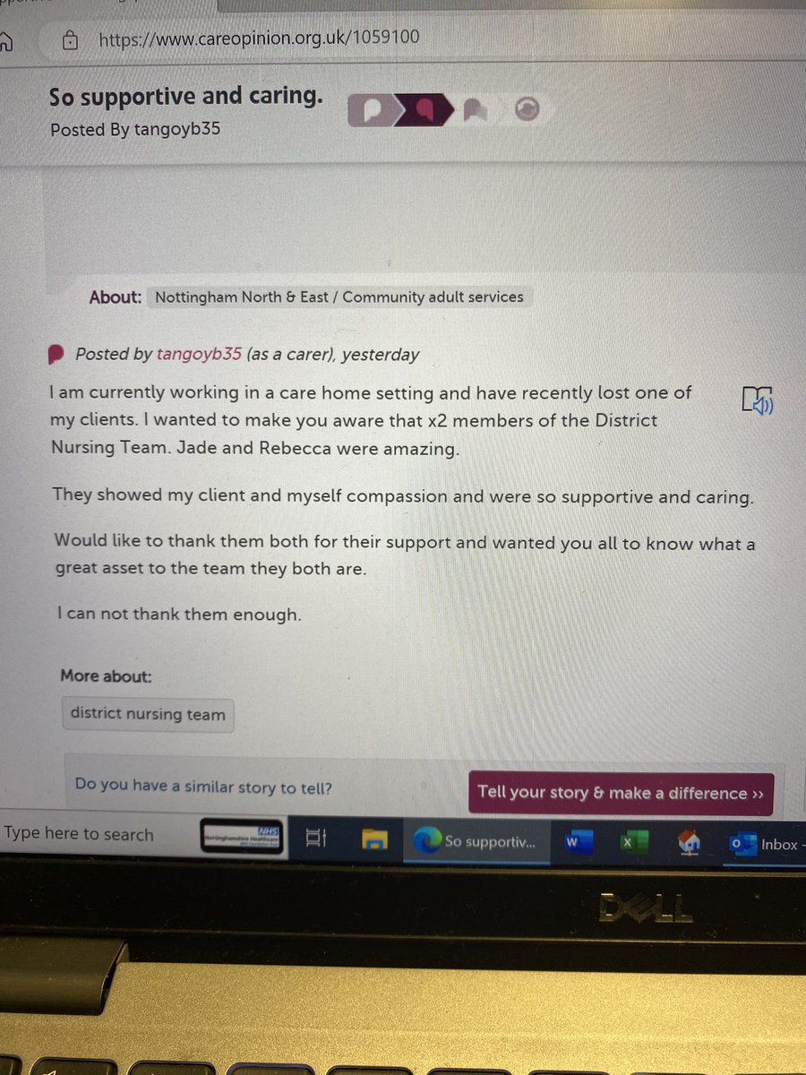 What a lovely care opinion received for myself and my colleague 🥰🫶🏼 #districtnursing #communitynursing #palliativecare