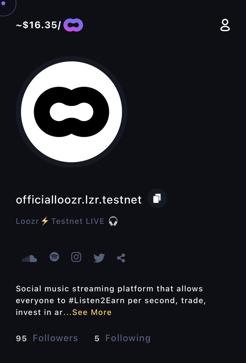 👋 Hey #Bolt1⚡️Testnet users, it's time to connect and level up! 😎 

Follow us on Loozr - SOCIAL-FI 🔗 for the ultimate #SocialMUSIC experience 🎧🎶

Link here: testnet.loozr.io/officialloozr 

#Web3 | #AR | #Listen2Earn 🤑🤑