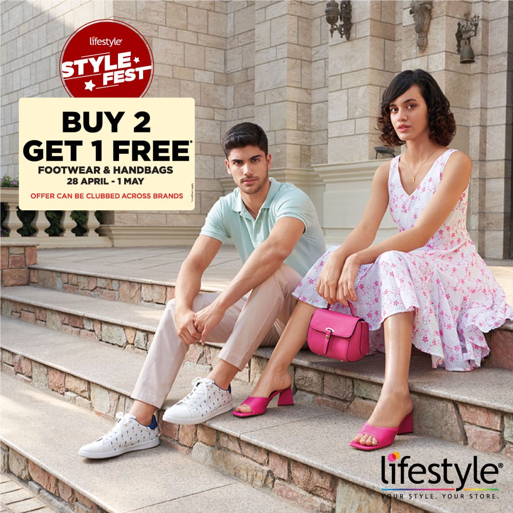 BrookefieldsCBE's tweet image. Lifestyle presents #StyleFest! Enjoy Buy 2 Get 1 FREE on Men, Women &amp;amp; Kids' footwear &amp;amp; Ladies Handbags. Offer can be clubbed across all brands. Hurry,visit the store at #BrookefieldsMall. Valid from 28 Apr – 1 May. Its time to put your best foot forward with Lifestyle Style Fest.