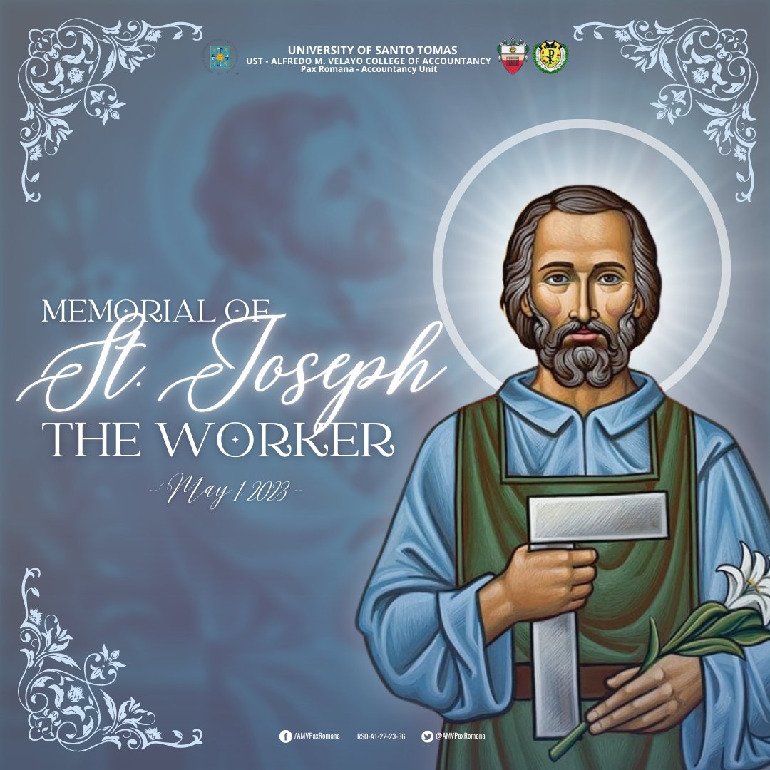 Today, we celebrate the feast of the Patron of Workers: St Joseph the Worker, the Spouse of Virgin Mary, the foster-father of Jesus, who, through his manual and diligent labor, provided for the Holy Family.

#SaintJosephtheWorker
#PAXFAMV
#Raise17Up
