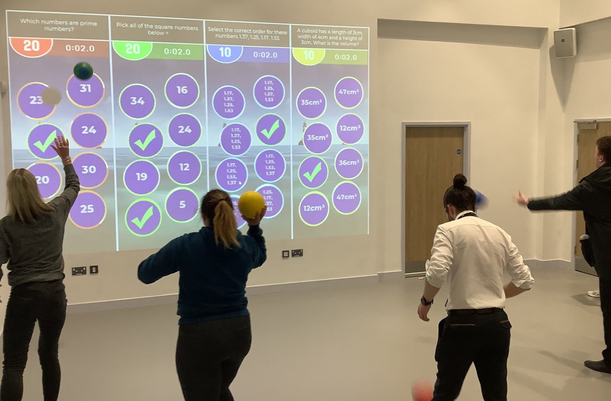 CheadleHulmePri's tweet photo. The team had a brilliant and very competitive Professional Learning Meeting this week learning how to use our newly purchased ISportsWall. The children are going to love using it! Thanks to @pe_passport for leading a great session #chpspe #technology https://t.co/CCfils6yGA