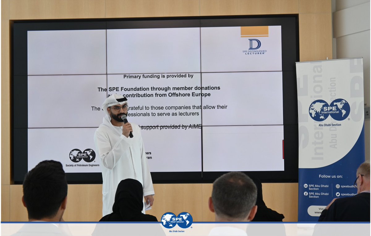 speabudhabi's tweet photo. SPE Abu Dhabi Section organized successfully the SPE distinguished lecture which was presented by Mr. Ron Balliet  He is a Halliburton  Global Product Champion for Magnetic Resonance and based in Houston, USA. 
#WeAreSPE #SPEDL #ThinkSPE #SPEAbuDhabi https://t.co/IR2qYVaXFD