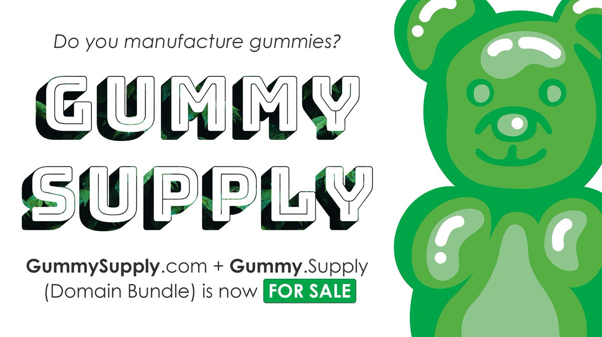 I have listed GummySupply.com & Gummy.Supply domain names for sale.

Tags: #Cannabis #Hemp #CBD #Cannabidiol #Gummy #Gummies #Supplements #Candy #Candies #Edible #Edibles #DomainNames #DomainsForSale #PremiumDomains #CBDGummies #GummySupply #Like #Share #Repost