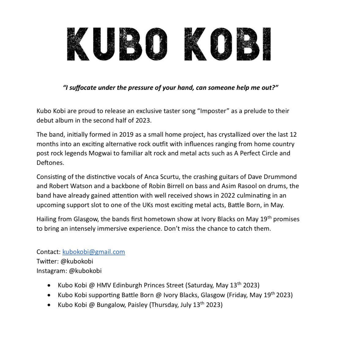 KuboKobi's tweet photo. 🆕 𝗘𝘅𝗰𝗹𝘂𝘀𝗶𝘃𝗲 𝗡𝗲𝘄 𝗠𝘂𝘀𝗶𝗰

𝘐 𝘴𝘶𝘧𝘧𝘰𝘤𝘢𝘵𝘦 𝘶𝘯𝘥𝘦𝘳 𝘵𝘩𝘦 𝘱𝘳𝘦𝘴𝘴𝘶𝘳𝘦 𝘰𝘧 𝘺𝘰𝘶𝘳 𝘩𝘢𝘯𝘥,
𝘊𝘢𝘯 𝘴𝘰𝘮𝘦𝘰𝘯𝘦 𝘩𝘦𝘭𝘱 𝘮𝘦 𝘰𝘶𝘵?

𝗜𝗺𝗽𝗼𝘀𝘁𝗲𝗿 now available on @SoundCloud 

👉🏻🎧 https://t.co/3dGJjLs4jA

#PostRock #PostMetal #Alternative https://t.co/kVQ9doxix1