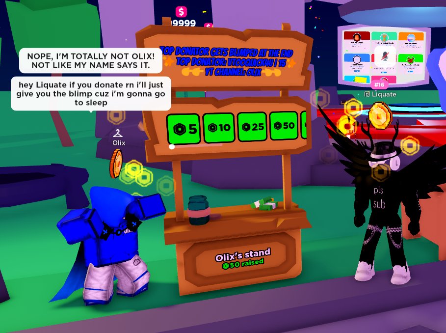 Liquate on Twitter: "it was nice seeing u in pls donate @OlixYT 💖"
