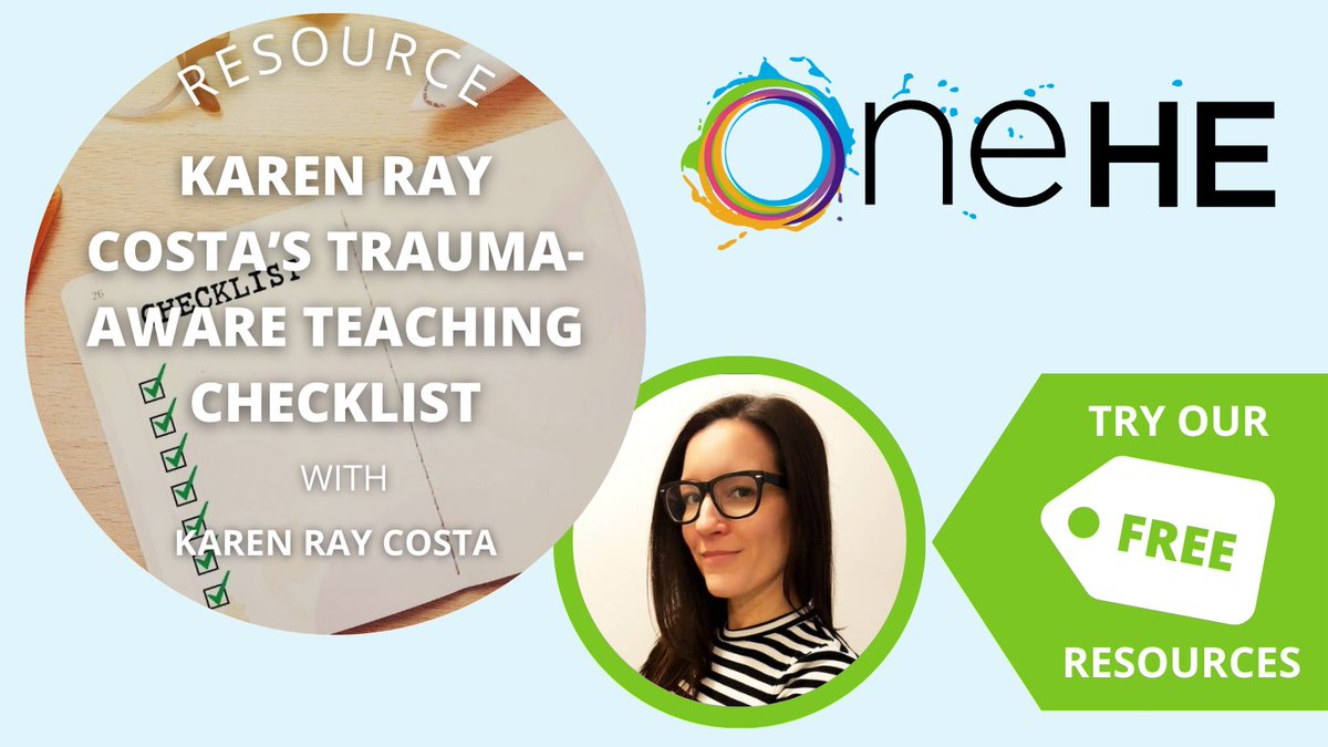 oneheglobal's tweet photo. FREE #OneHE RESOURCE Trauma-Aware Teaching Checklist @karenraycosta - a framework for faculty to reflect on their teaching using 6 principles of trauma-informed care, adapted for HE &amp; while not specific to a mode, it inc a guide for online teachers https://t.co/u7XJ1AqYoP #LTHE https://t.co/vZTV1r1RXg