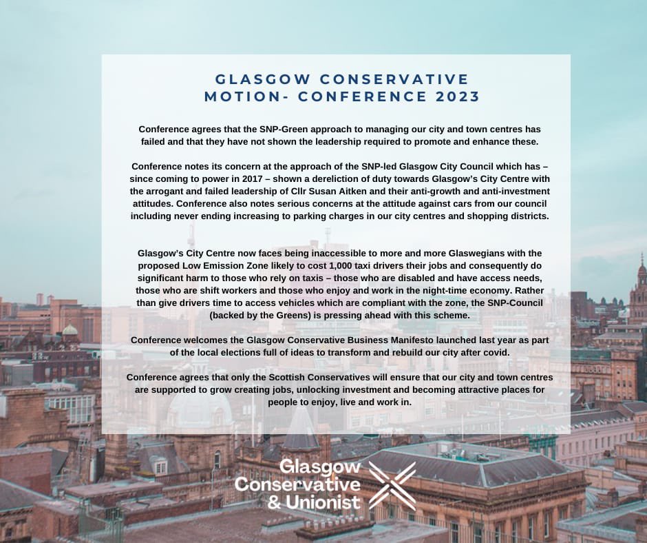 GlasgowTories's tweet image. Pleased that #SCC23 supported @CllrTKerr's motion.

Susan Aitken’s incompetent SNP council is killing our city centre. 

Only @ScotTories have the plan and vision to rebuild Glasgow.