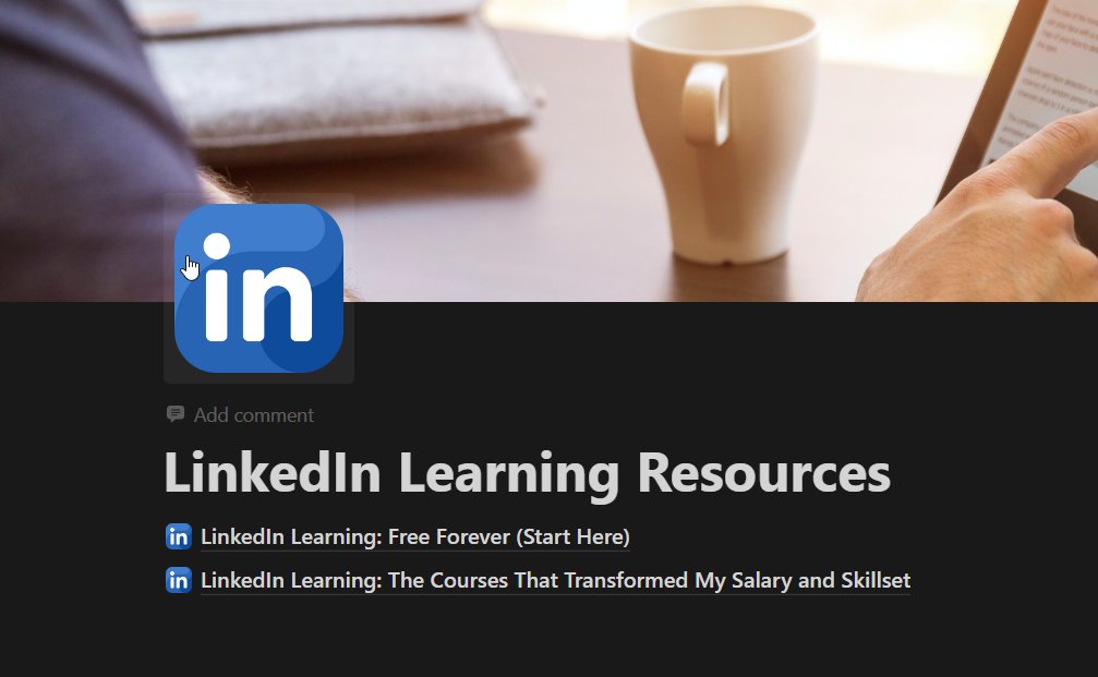 I doubled my salary in 4 months 
Using only LinkedIn Learning 

I created a roadmap showing you EXACTLY how I did it

This'll save you 100s of hours. 

FREE for the next 48 hours if you:

• Like this post
• Comment “Link”

(Must be following so I can DM)