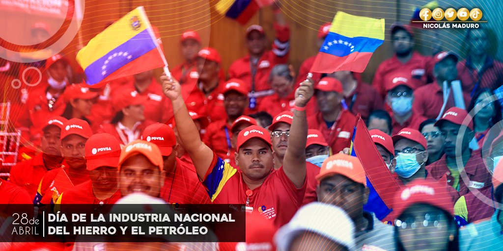 NicolasMaduro's tweet photo. En la celebración del Día de la Industria Nacional del Hierro y el Petróleo, expreso mi profundo reconocimiento a las y los trabajadores, agradezco todo el esfuerzo y la lealtad con el Pueblo y la Revolución. Sigamos unidos y firmes, defendiendo los intereses de la Patria. https://t.co/17rpzHnDw1