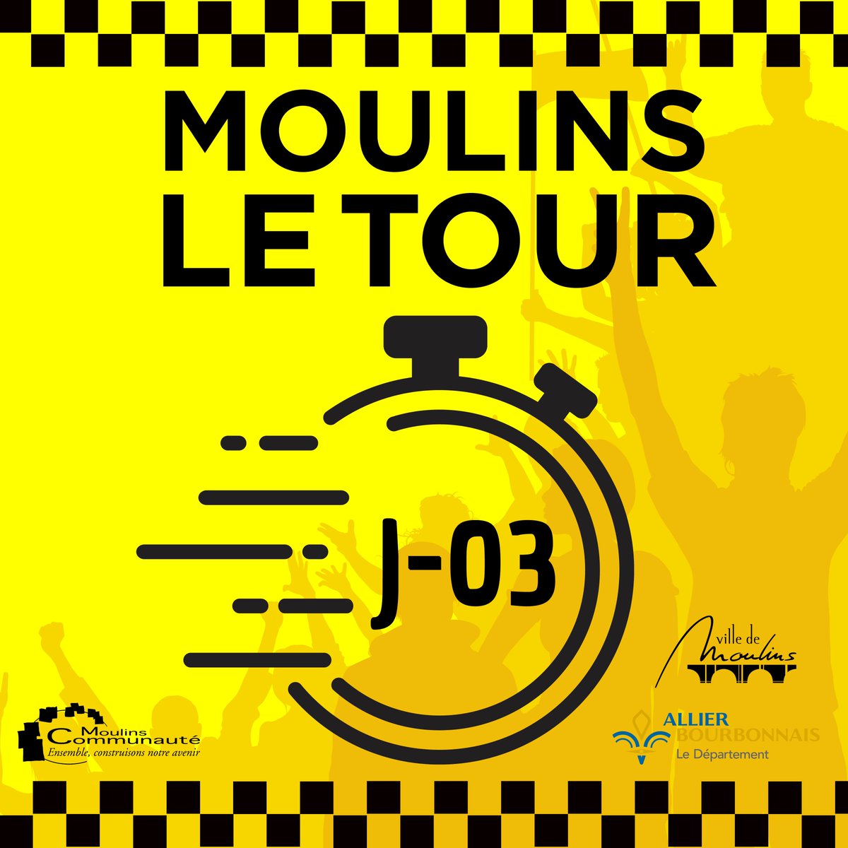 #TDF2023
👉 Trois, deux, un, roulez ! 🥳🚴  Plus que 3 jours avant l'étape d'arrivée du Tour de France à Moulins ! 🥳🚴
