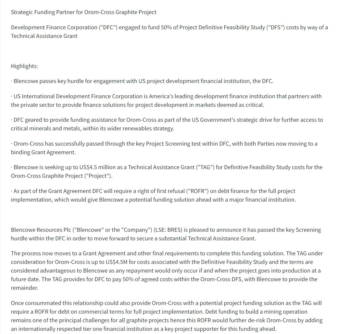 I have taken a sizeable position in BRES BlencoweRes which based on