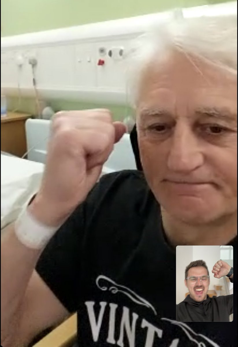 Syndicate's tweet image. My Dad is out of surgery! 👏❤️

Now begins the three month wait of hoping the radiation stones can kill all the cancer cells! 

What a man! 🥹