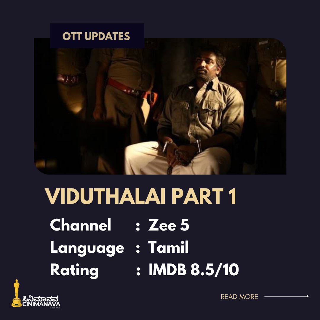 cinimanava's tweet photo. OTT Updates

Name: #Viduthalai 
Language: #tamil 
Country: #india 
Channel: @ZEE5India

Actor: #soori #bhavanisree #vijaysethupathi
Director: #vetrimaaran

THEATRICAL VERSION
02        : 16
Hours : Minutes 

OTT EXTENDED VERSION 
02        : 32 
Hours : Minutes https://t.co/nZkUC4WUys