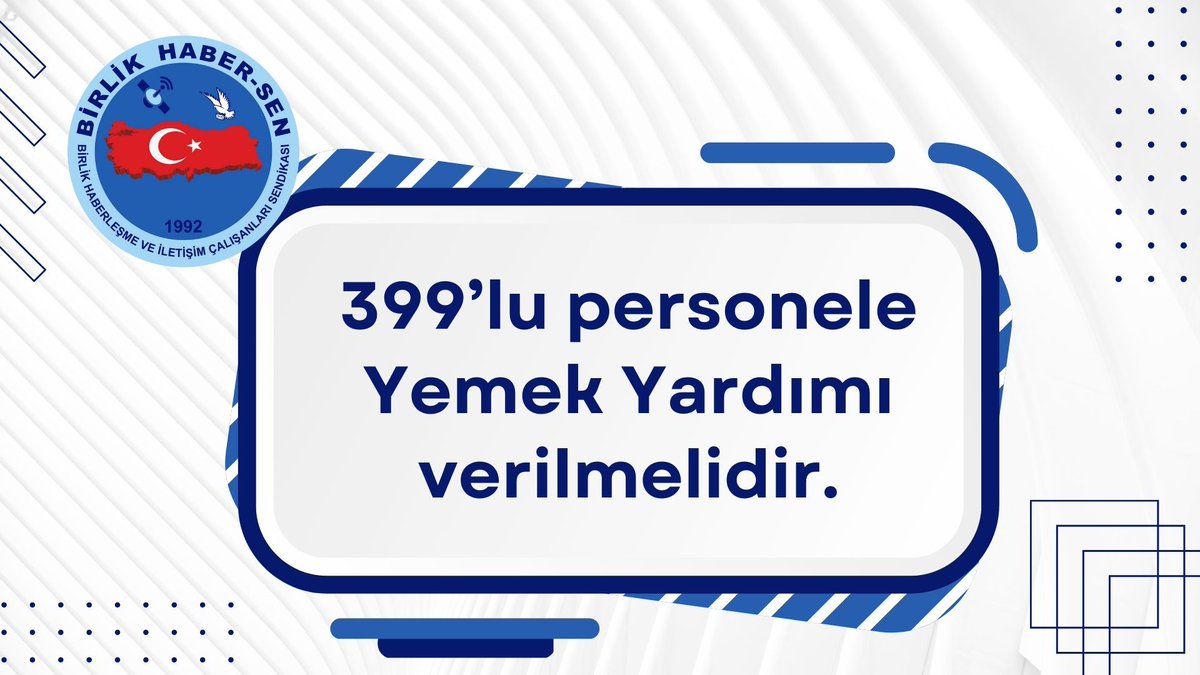 399’lu personele yemek yardımı verilmelidir.

#Memurunİsteği