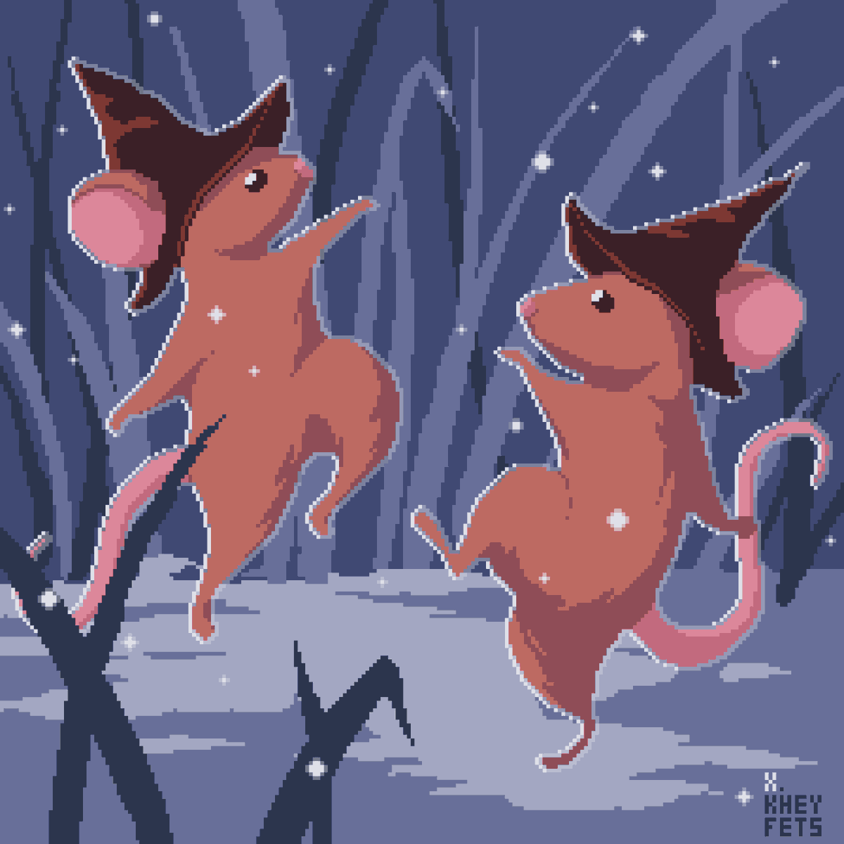 Just mice-magicians dance in the meadow 
<a href="/Pixel_Dailies/">Pixel Dailies</a>

#meadow #aseprite #pixelart #pixel_dailies