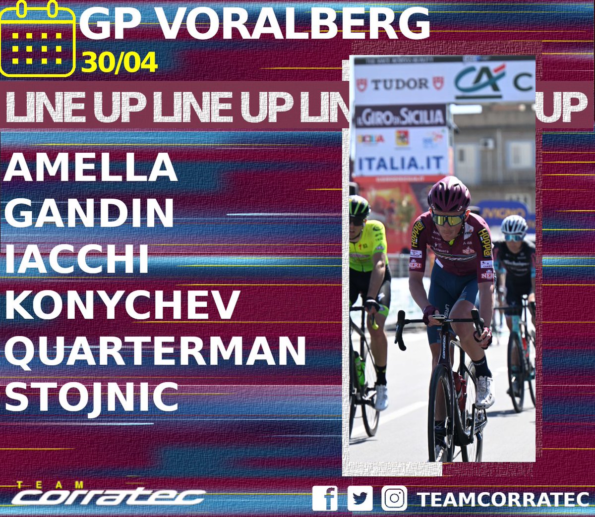 SolutionTechNR's tweet photo. Con l'avvicinarsi del #Giro, il #Teamcorratec sarà impegnato su tre fronti.

The Giro d'Italia is behind the corner and our team will be very busy in the next days

30/04 GP Vorarlberg
01/05 Circuito del Porto
02-06/05 @tourofhellas 

#NeverGiveUp #Teamcorratec https://t.co/PAwZfmfYcy