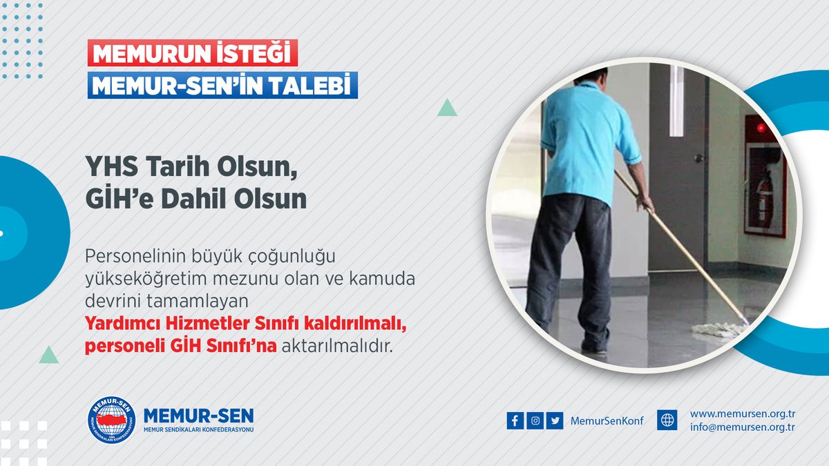 YHS Tarih Olsun, GİH’e Dahil Olsun

6⃣ Personelinin büyük çoğunluğu yükseköğretim mezunu olan ve kamuda devrini tamamlayan
Yardımcı Hizmetler Sınıfı kaldırılmalı, personeli GİH Sınıfı’na aktarılmalıdır.

#Memurunİsteği