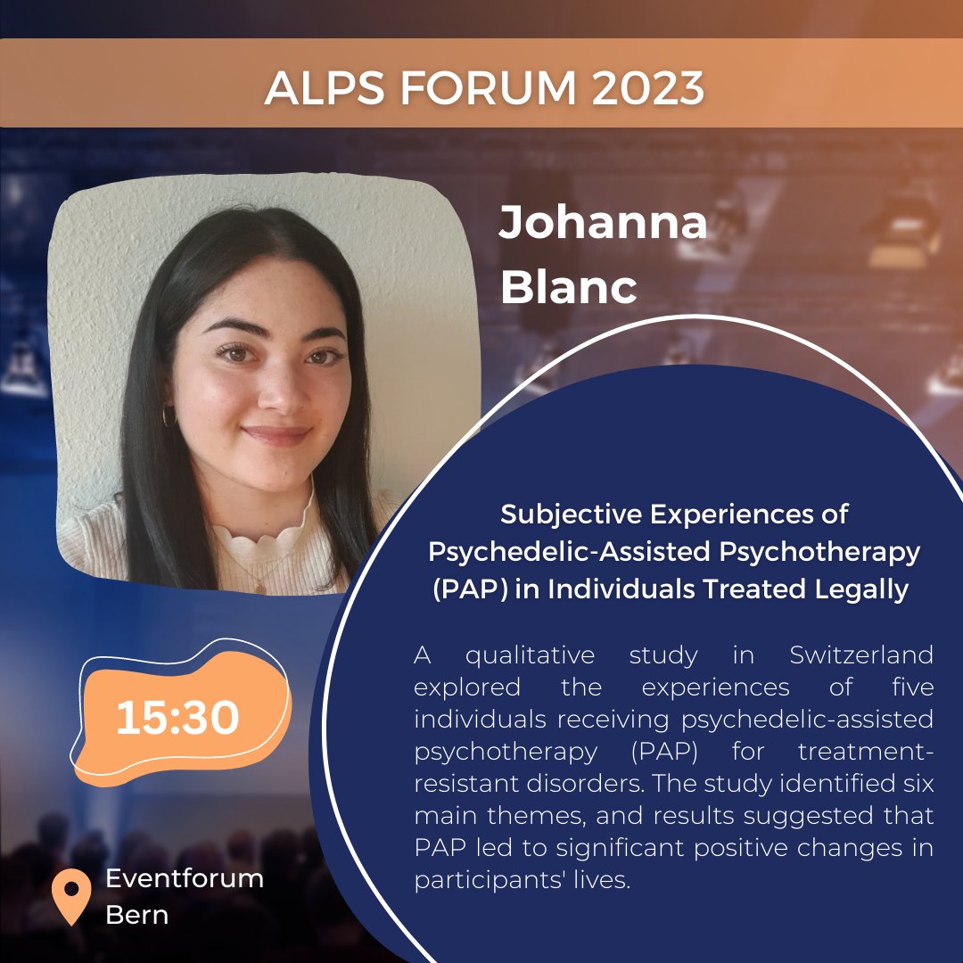 ALPSfoundation's tweet photo. 🌀 ALPS Forum Speaker announcement! Johanna Blanc will talk about Subjective Experiences of Psychedelic-Assisted Psychotherapy.

🎟️Would you like to experience Johanna's talk at the ALPS Forum 2023? Grab your ticket now: https://t.co/cjX5erHYBb

#ALPSforum #psychedelicresearch https://t.co/qhv6YHika6