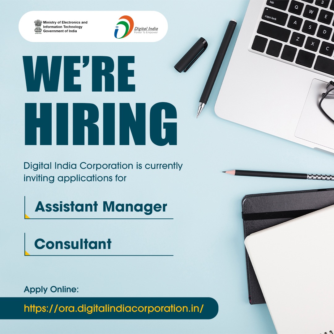 DigitalIndiaCrp's tweet photo. #VacancyCircular | Digital India Corporation is currently inviting applications for the various positions on Contract / Consolidated basis.
For further details, click here: https://t.co/eudLwFteU9
Apply Online: https://t.co/pAZ3xo3rlV https://t.co/Ajaa9ALgCi