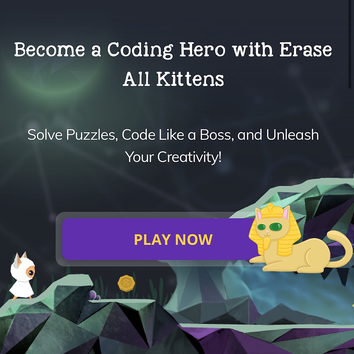 Happy Friday! We’ve just launched our new website and gaming features 👾 Kids can now choose their own kitten avatar and track their progress in EAK! Try it out at EraseAllKittens.com (7-12)