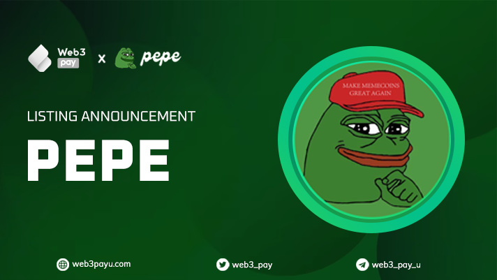 web3_pay's tweet photo. 🎉 https://t.co/THThb3KDxt Listing Announcement: PEPE is Coming!

🐸 As a decentralized platform, we're committed to supporting innovative and promising projects like PEPE.

👉We will also host a PEPE Quest, the details of this exciting event will be released soon.
#PEPE #Web3Pay https://t.co/MSX5o9mYdh