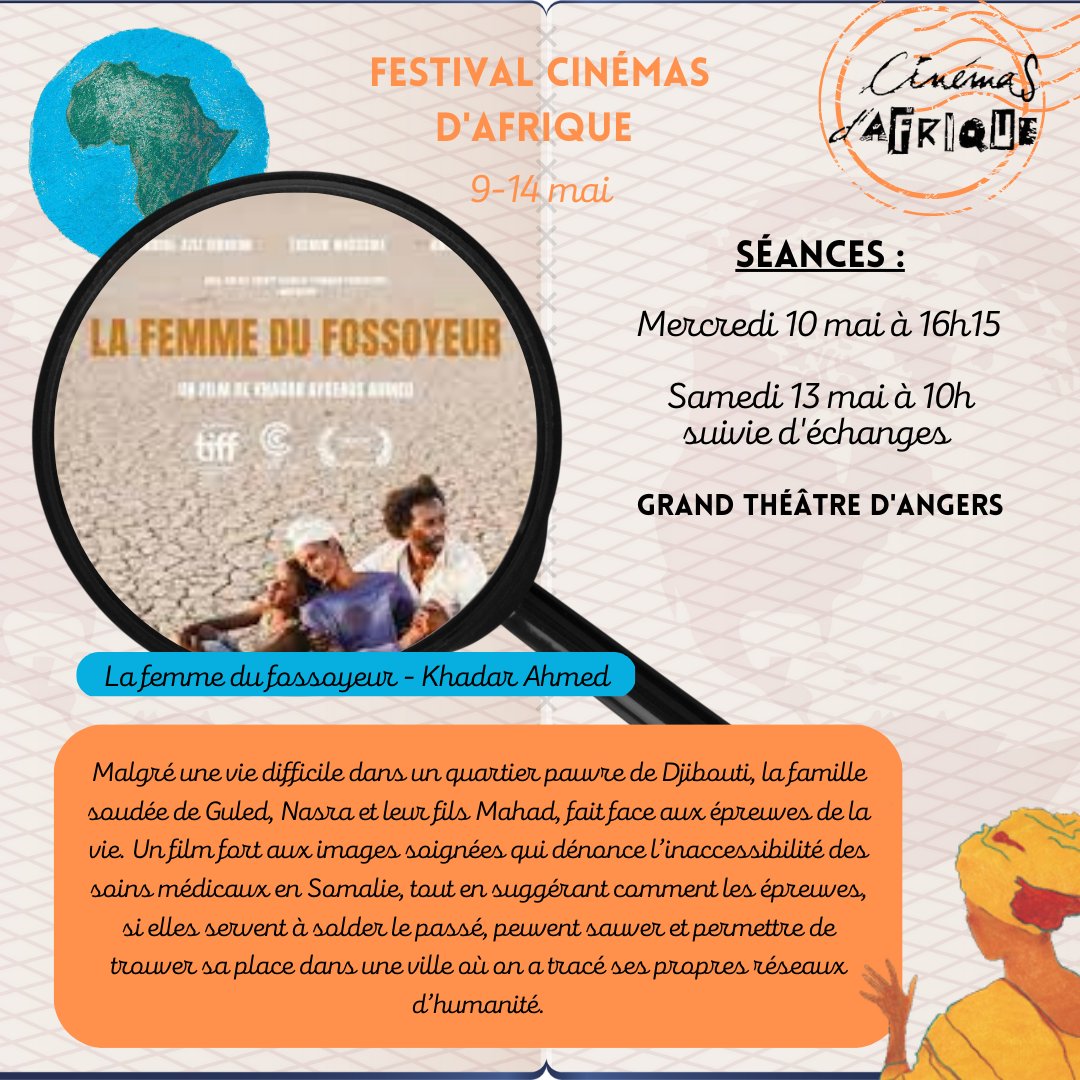 Focus film 5️⃣!

Rendez-vous au Grand-Théâtre le mercredi 10 et le samedi 13 mai pour découvrir ce long-métrage réalisé par Khadar Ahmed et produit par Orange Studio. 😁

#angersmaville #CinemasDAfrique #festival #cinema