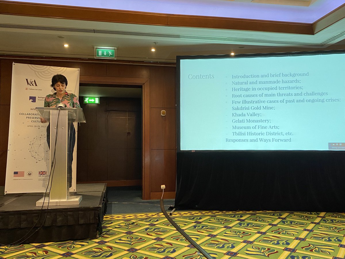 CultureinCrisis's tweet photo. 🇬🇪 Manana Tevzadze, Chair of @blueshieldgeo gives the 1st of 2 Key Note Speeches rounding off our conference 🎤

In this exploration of the diversity and wealth of Georgian heritage, she lists the major threats the country faces, and how people are working to mitigate these risks https://t.co/jQJ7tRanxW