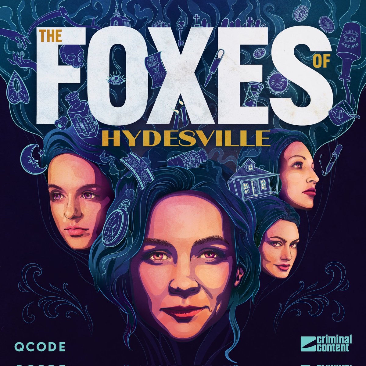 New artwork for @qcodemedia latest podcast #TheFoxesofHydesville a spooky, thrilling dark comedy starring #CareyMulligan @MckennaGraceful @chrissybrucato @1PhoebeJTonkin