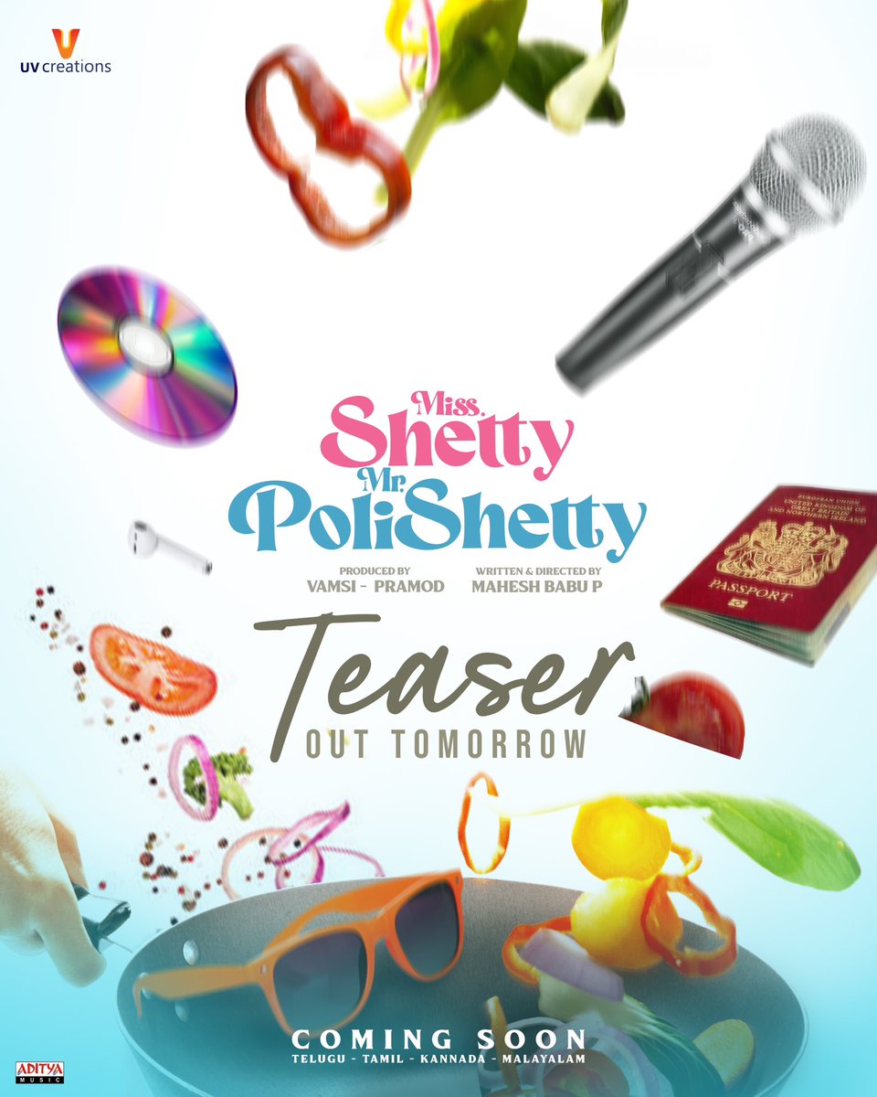 NaveenPolishety's tweet photo. And it’s coming guys. The teaser of #MissShettyMrPolishetty is out tomorrow 29th April !!!! @MsAnushkaShetty @filmymahesh @UV_Creations @radhanmusic #NiravShah . Cannot wait darlings ❤️Repu ready ga undandi. #MSMPTeaser https://t.co/kqaIAGbPNM