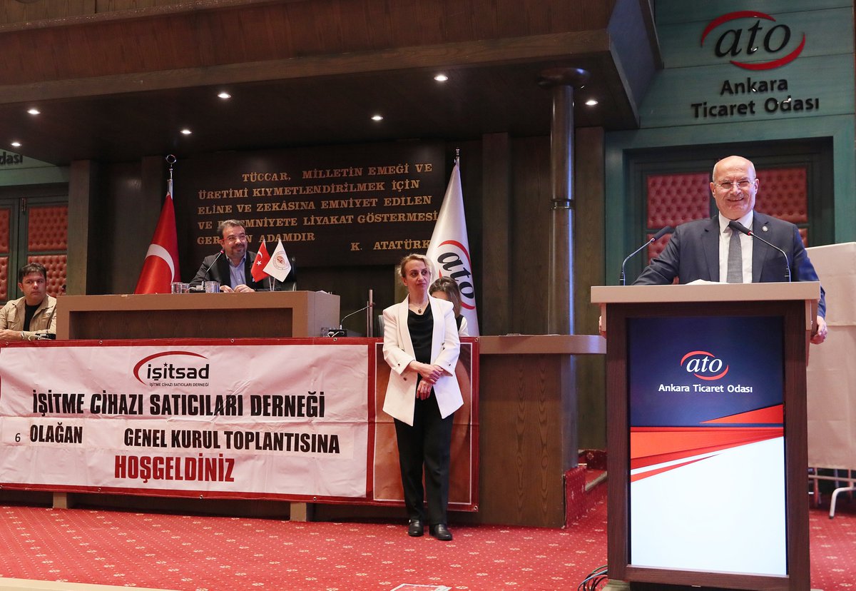 ATOkurumsal's tweet photo. #AnkaraTicaretOdası Başkanı @GurselBaran, İşitme Cihazı Satıcıları Derneği’nin (İŞİTSAD) #ATO ev sahipliğinde gerçekleşen olağan genel kurul toplantısına katılarak, bir konuşma yaptı. @IsitmeC https://t.co/VvdsUzpzoA