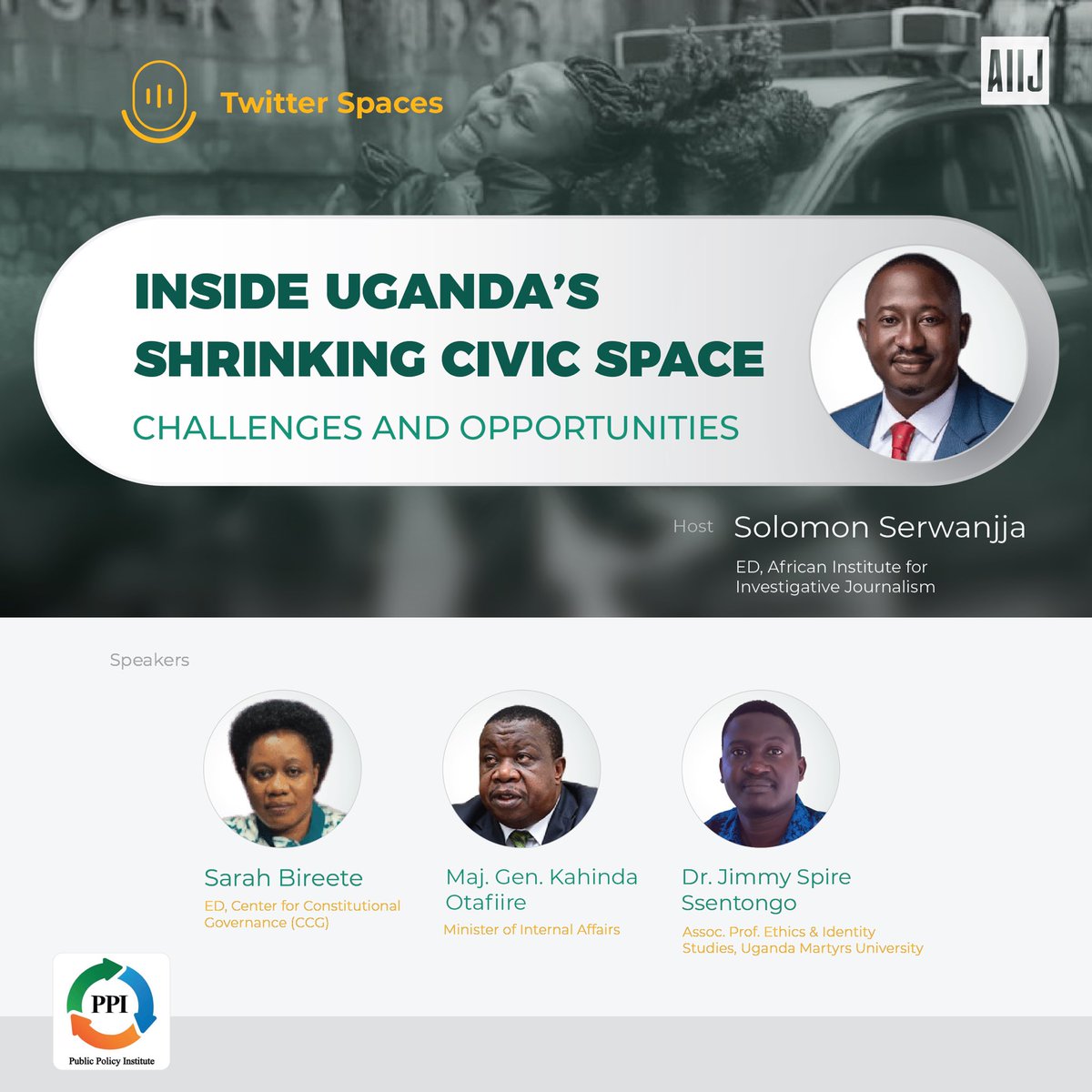 Join me this evening as we take a deep dive into Uganda’s shrinking civic space. I have a great panel ahead including Dr <a href="/SarahBireete/">Dr. Bireete Sarah</a>, Dr. <a href="/SpireJim/">Jim Spire Ssentongo</a> and Gen. <a href="/otafiire_k/">Kahinda Otafiire</a> . We start off at 6pm to 8pm.