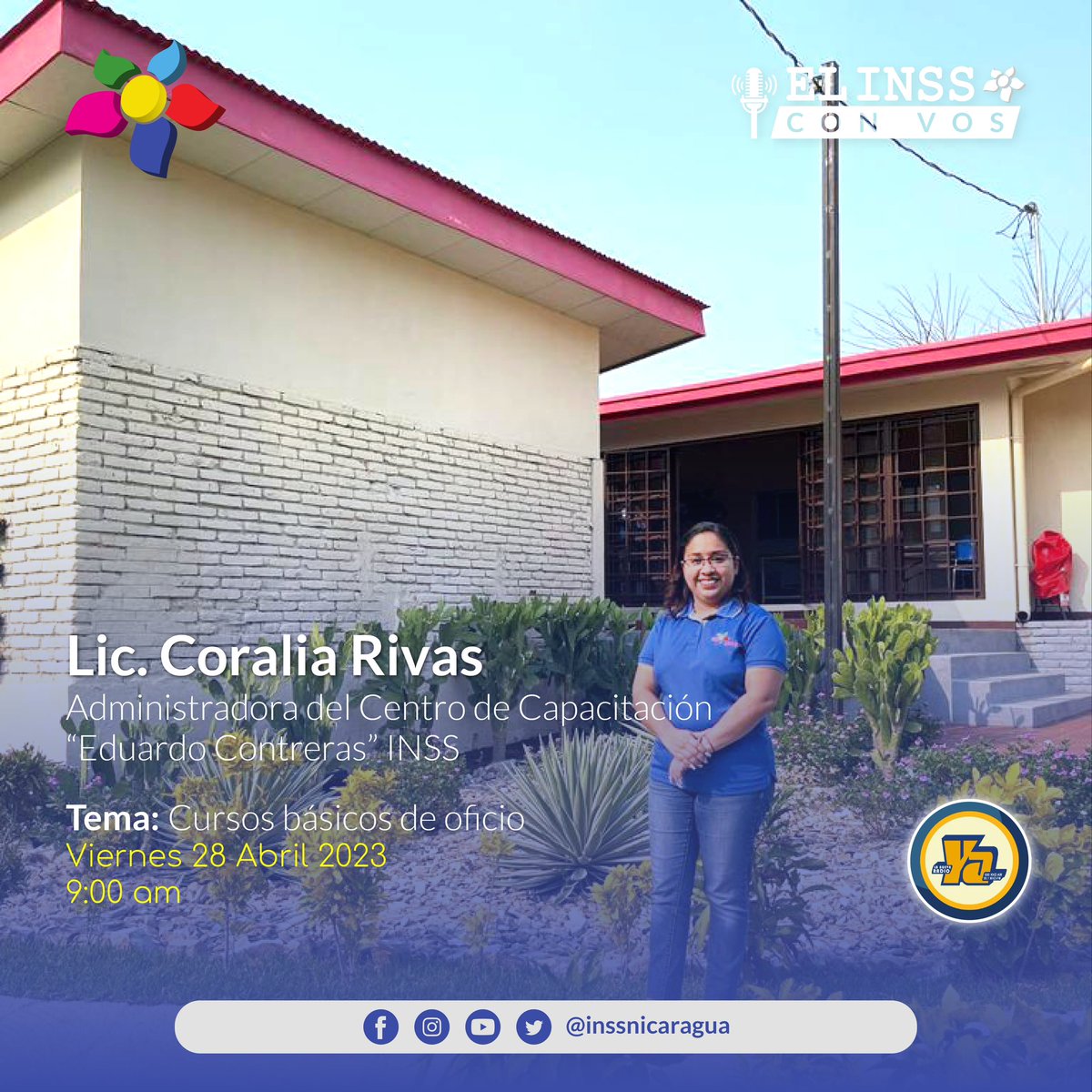 INSSNicaraguaOF's tweet photo. #INSS | 🟡Hoy en nuestro programa radial 🎙️EL INSS CON VOS 🟡conoce los cursos de oficio que ofrece el Centro de Capacitación “Eduardo Contreras” del INSS.
🧑🏻🔧🧑🏻🏭💇🏻💇🏽♀️💅🏼🦺🧵🪡👚👗👨🏻🍳🧑🏻🍳
🎚️Sintonízanos La Nueva Radio YA 99.1 FM
🗓️Viernes 28 de abril 2023
⏰9:00 am
#Solidarida https://t.co/PZRakJmwlo