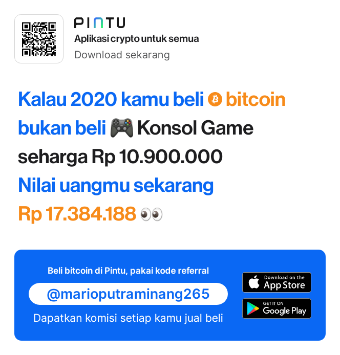 MboyMy's tweet photo. Dapatkan komisi setiap kamu jual beli aset kripto di Pintu, langkah mudah 

1) Unduh aplikasi Pintu (https://t.co/iAyujfvwUQ), daftar, dan masukkan kode referral: @marioputraminang265.
2) Jual beli aset crypto mulai dari Rp11.000.
3) Nikmati komisi 0.004% setiap kamu jual beli. https://t.co/BS5plZJj99