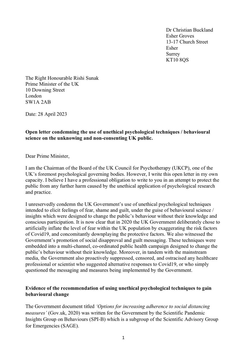 JohnMappin's tweet photo. 🔥 💣 💥 

Open letter condemning the use of unethical psychological techniques / behavioural science on the unknowing and non-consenting UK public. 

From The Chairman of the Board of the UK Council for Psychotherapy (UKCP). 

@ABridgen @DrAseemMalhotra @RWMaloneMD @GenFlynn @elonmusk @RobertKennedyJr @Emma_A_Webb @NevenaBridgen @toadmeister @LozzaFox @TheFreds @juneslater17 @wolsned @mattletiss7 @SeanBFlanagan