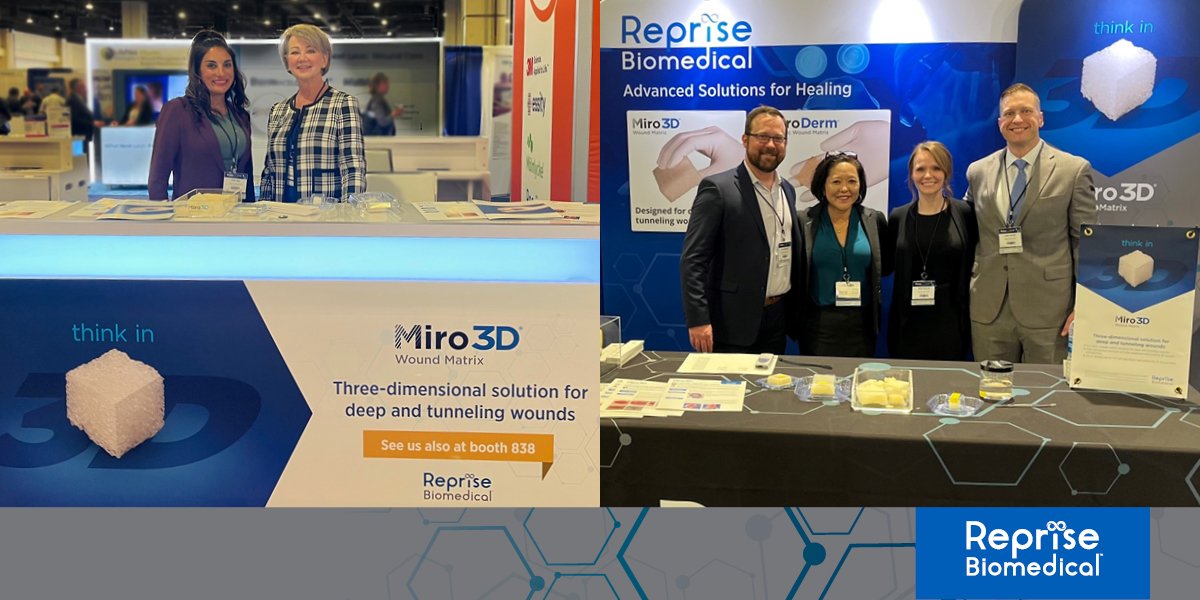 RepriseBio's tweet photo. Reprise Biomedical is exhibiting at the Spring Symposium on Advanced Wound Care (SAWC) Conference in National Harbor, featuring Miro3D wound matrix. Stop by Booth 838 and the New Product Showcase for a demo.
More info: https://t.co/44SrRvXce5
#SAWCSpring #woundcare #SAWCmeeting https://t.co/LrM99JFkHX