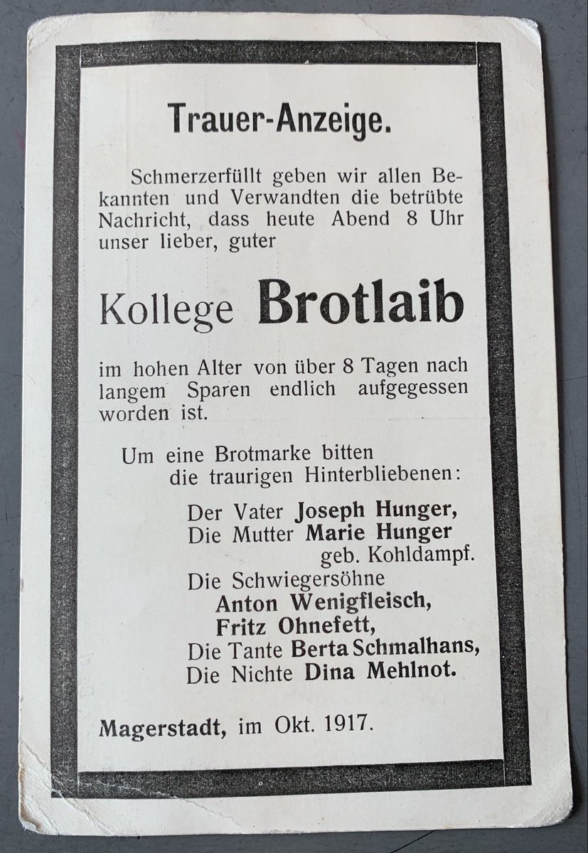 Umgang mit der Lebensmittelrationierung im 1. Weltkrieg
#KuriositätenimArchiv #archivCH #kommunalarchive