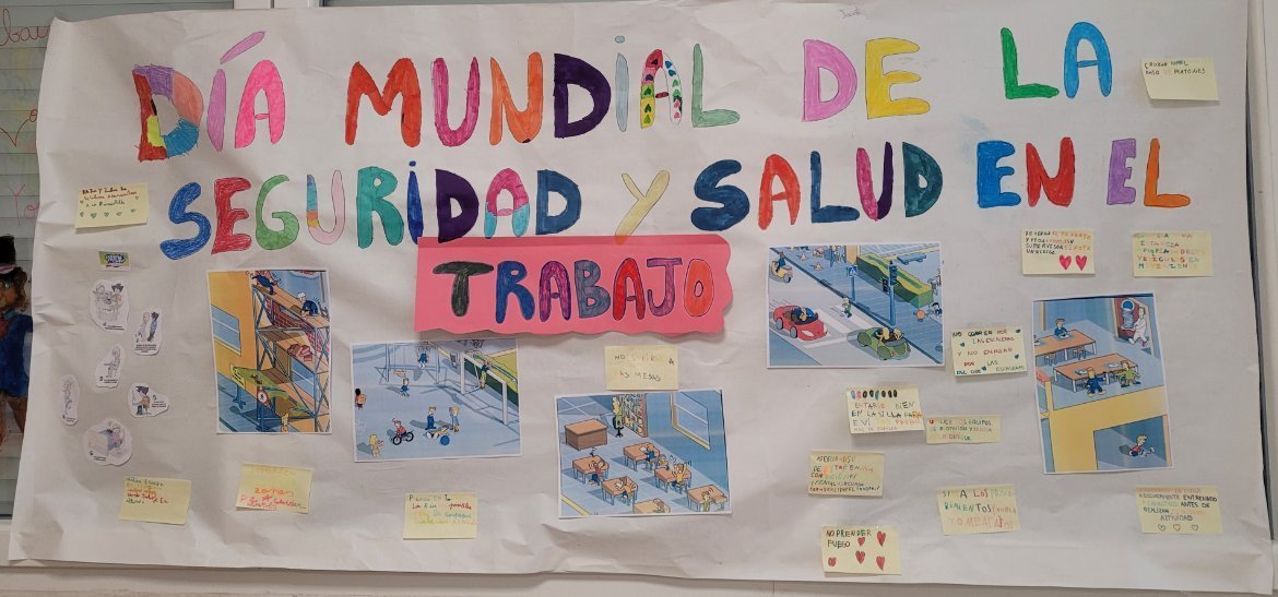 prevencionjcyl's tweet photo. Queremos cerrar este intenso #DiaMundialSST, con este mural que han realizado los alumnos del C. R. A. Llanos de Moraña de San Pedro del Arroyo en #Ávila 🔽 https://t.co/UuUS6KrHJN