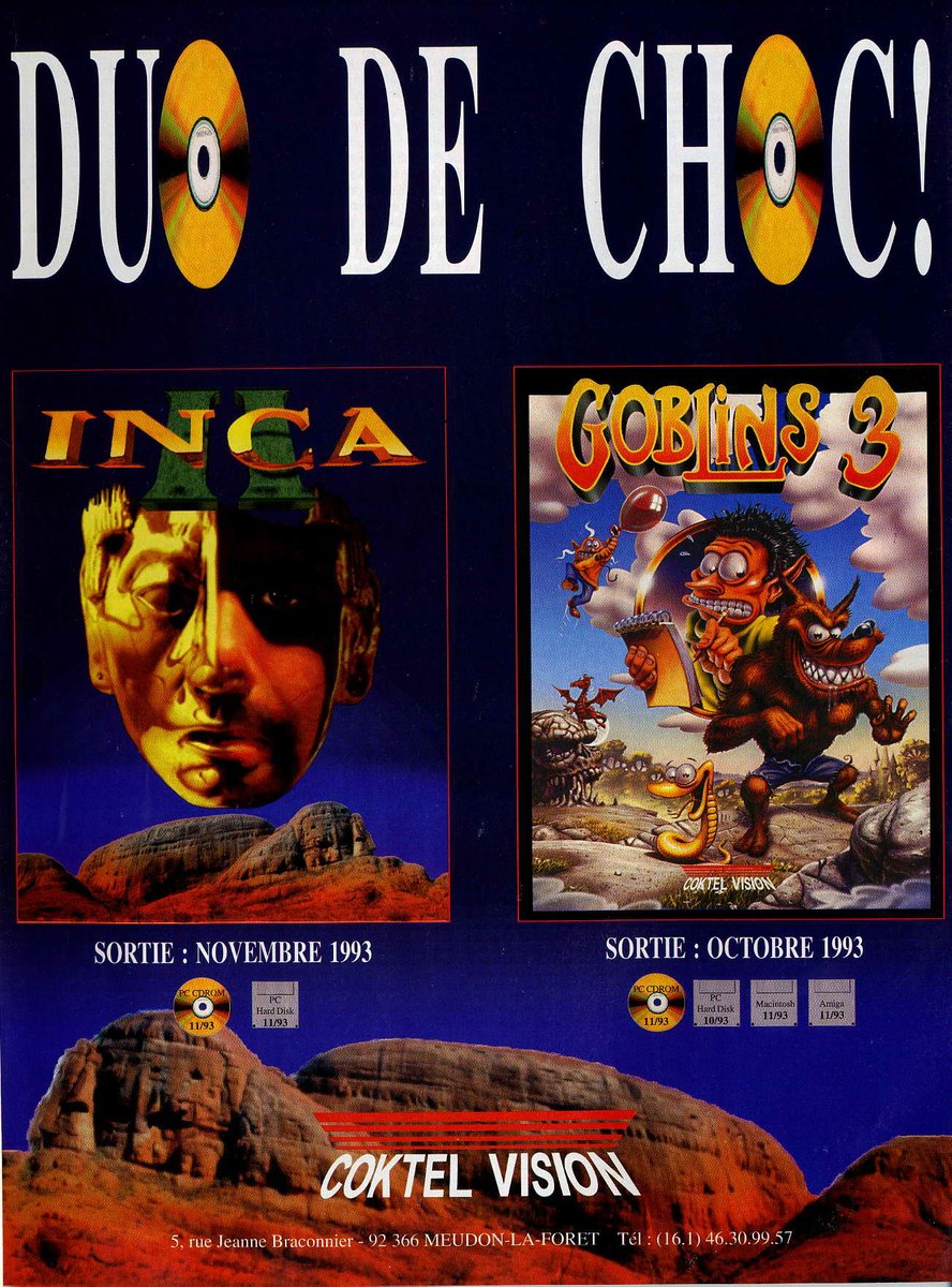 AllmightoFranky's tweet photo. La pub dans les mags JV des #80s #90s,aujourd'hui pubs vues dans le #Tilt 120 de décembre 1993!#Inca2 et #Goblin3,#TheTerminator rampage,une pub #Jaguar et #AloneinTheDark 2!! #retro #retrogaming #oldschool #culturepub https://t.co/J4ob0vrJue