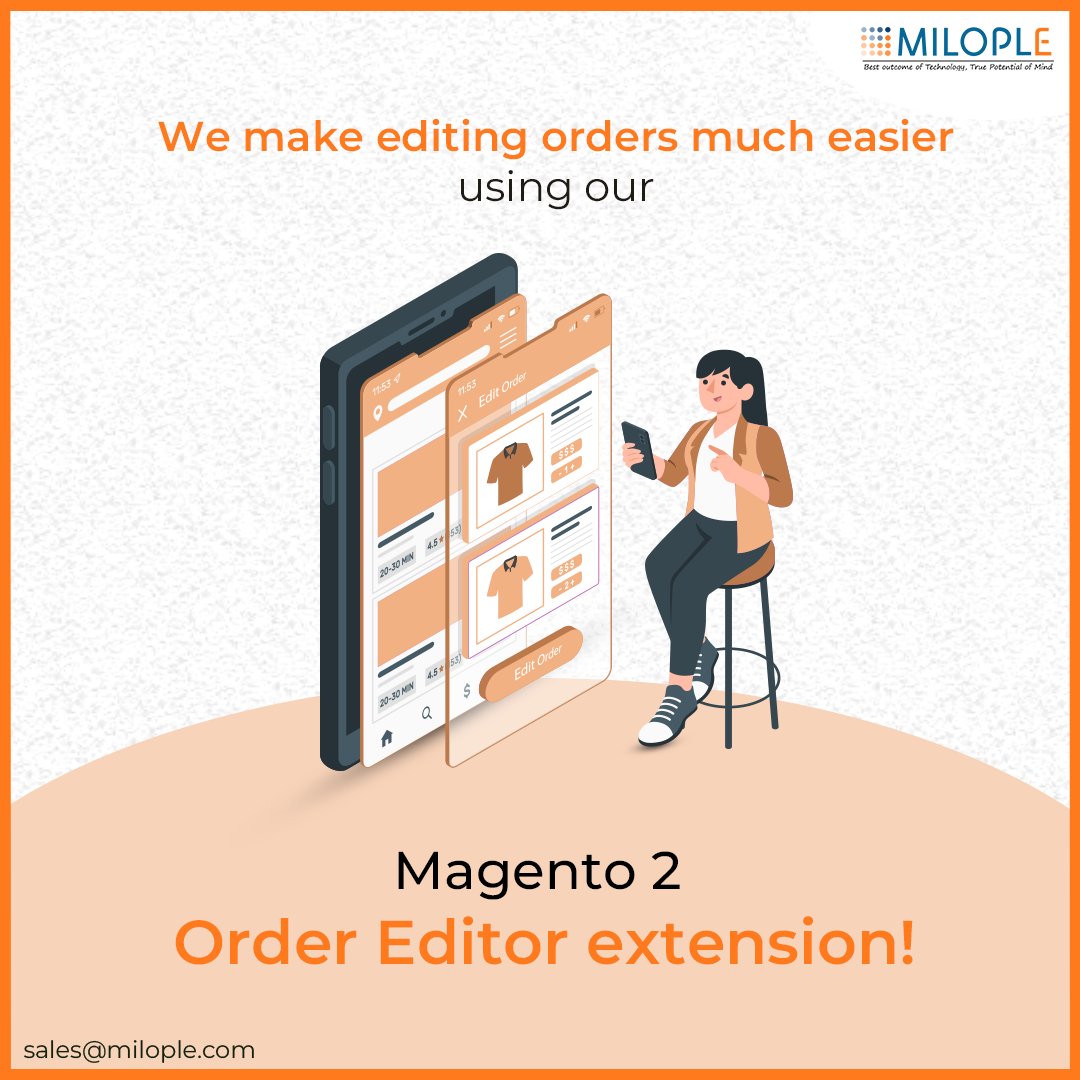 Milople's tweet image. Stop stressing over order edits with our Magento 2 Order Editor extension!
Quickly make changes without canceling the order. Save time, efforts and simplify the order management process using Milople’s powerful extension.
#Magento2OrderEditor #Magento2Extension #Milople #Magento2