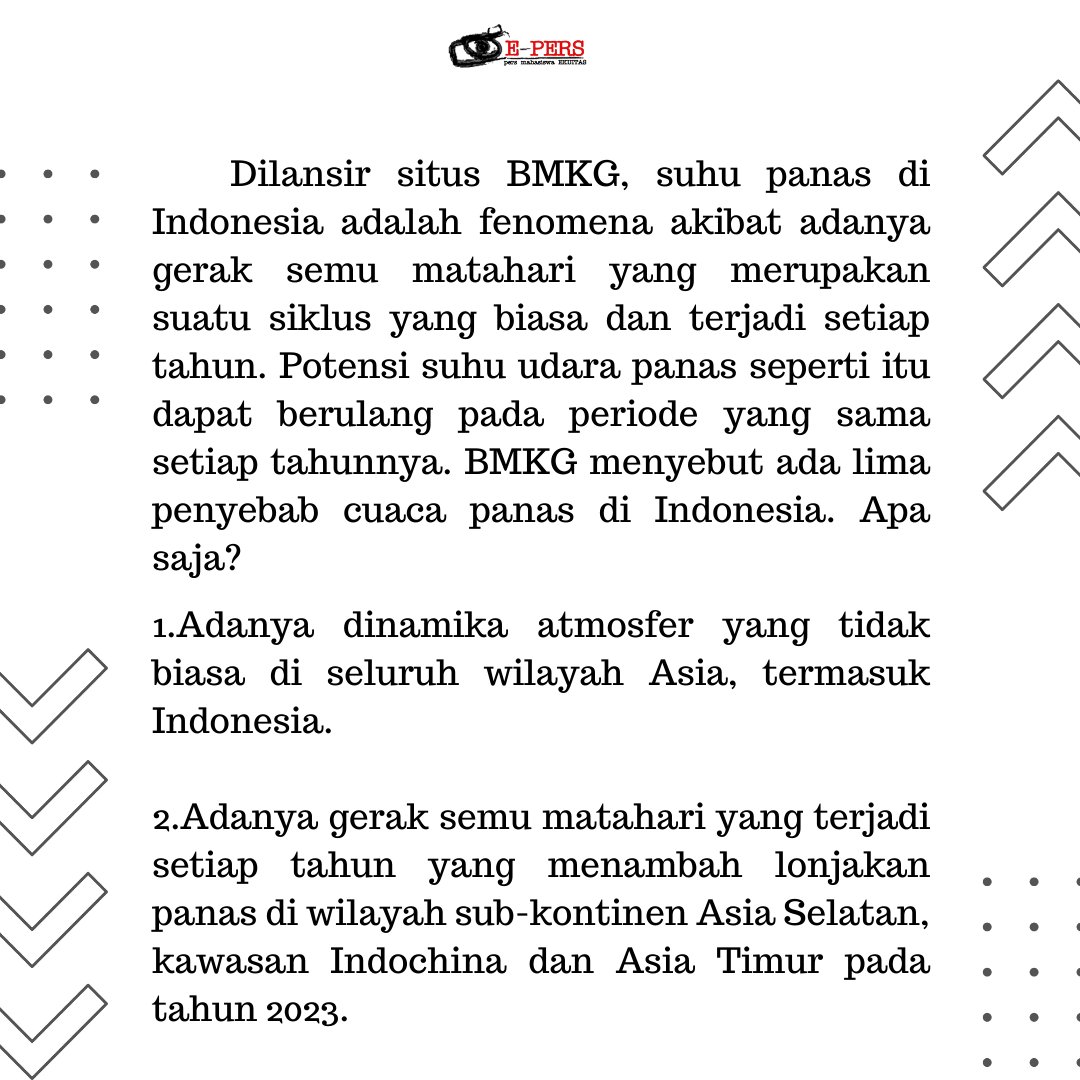 EkuitasPers's tweet photo. Penyebab Cuaca Panas di Indonesia

#ekuitaspers 
#hancurkanviruskebodohandenganviruskecerdasan https://t.co/5gBus3Rlds