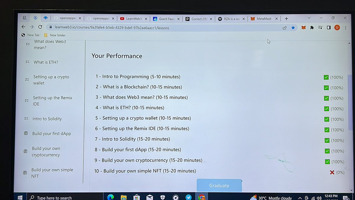 0xDefiPalmer's tweet image. 90% done with the freshman track with @LearnWeb3DAO
Now I have a fair idea of what I want to get into thanks to #learnweb3dao 
Made my 1st standard #ERC20 contract with them(have tried it at different places buh this feels different with a video guide)
Thanks again @LearnWeb3DAO