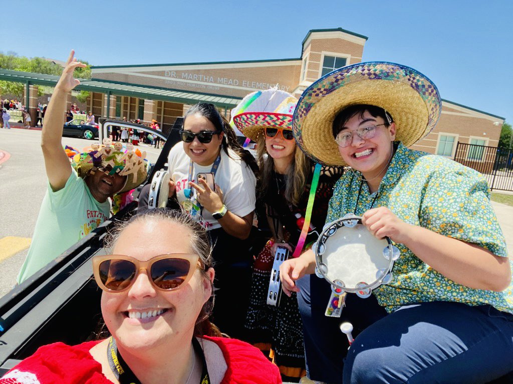 CoachTrevino9's tweet photo. Discovery Team had a grand ol’ time in our Fiesta 🪅 Parade @NISDMead yesterday! We may take this up another level and be in the Official Flambeau Parade next year 😂 We all know Coach Trevino has the lights needed to deck out the truck! 😂 #TheFunBunch #PlayYourHorn #workfam https://t.co/fv6XNl5uFd