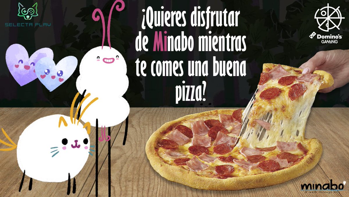 DominosGaming's tweet photo. ¿Quieres disfrutar de Minabo antes que nadie mientras te comes una tremenda pizza? ¡SORTEAZO DE MINABO Y PIZZA!

· Sigue a @DominosGaming &amp; @SelectaPlay
· ¡Responde con #MinaboEnDominos + para qué plataforma quieres el juego!

¡Información en los próximos tweets! https://t.co/WKJltK08Pq
