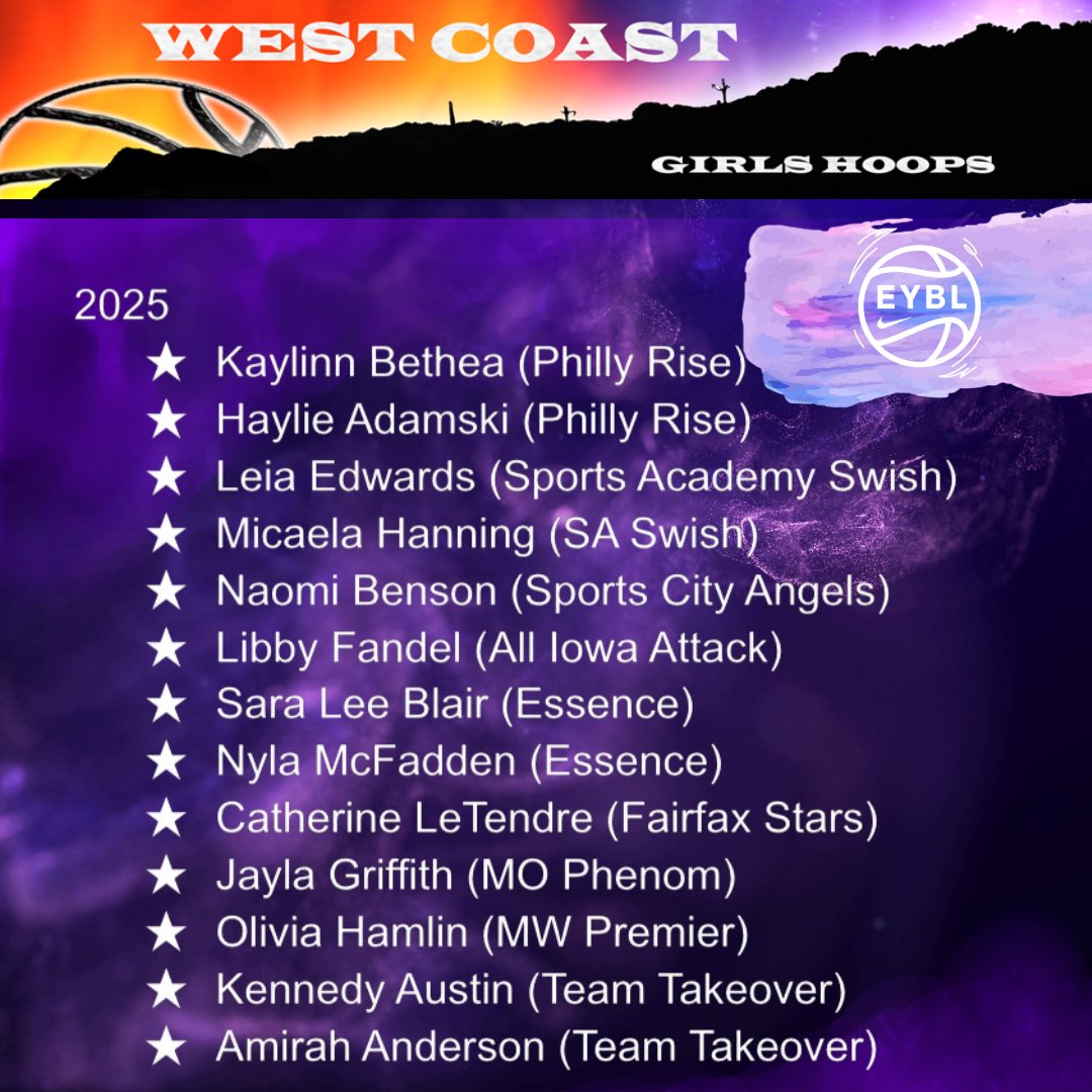 WCGHoops's tweet image. FAB26
@NikeGirlsEYBL 1st Session most outstanding 2025 players.